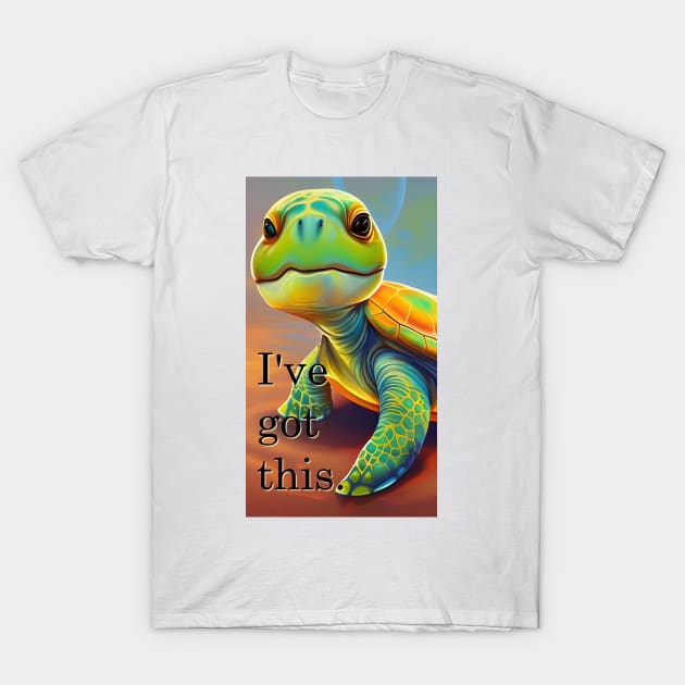 Confidence mantra with turtle, colorful artistic design T-Shirt by Dok's Mug Store